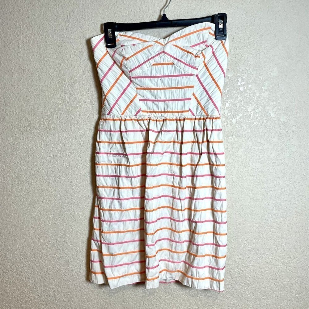 Shoshanna Strapless Mini Dress Womens Size 2 White Striped‎ Sweetheart Cocktail